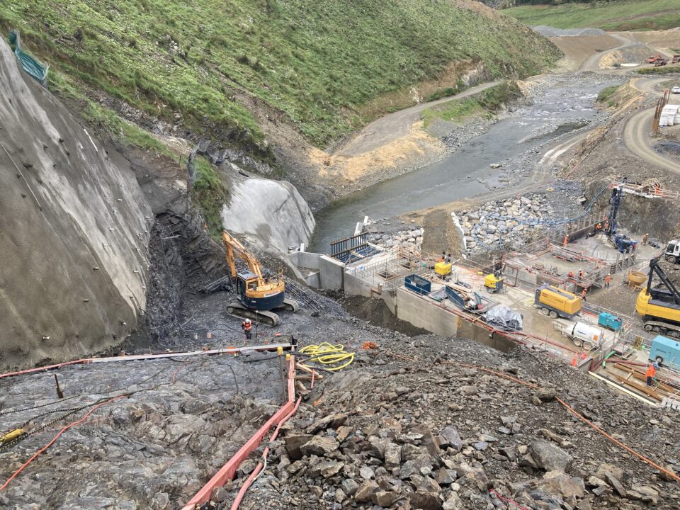 RH plinth and upstream starter dam view. 20 Oct 2020 Waimea Water